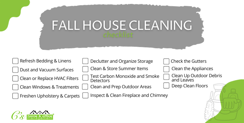 Fall House Cleaning Checklist from C's Home and Office Management